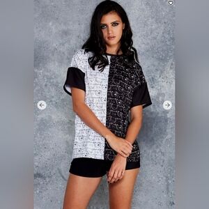 Blackmilk Mono Meow Split Tee